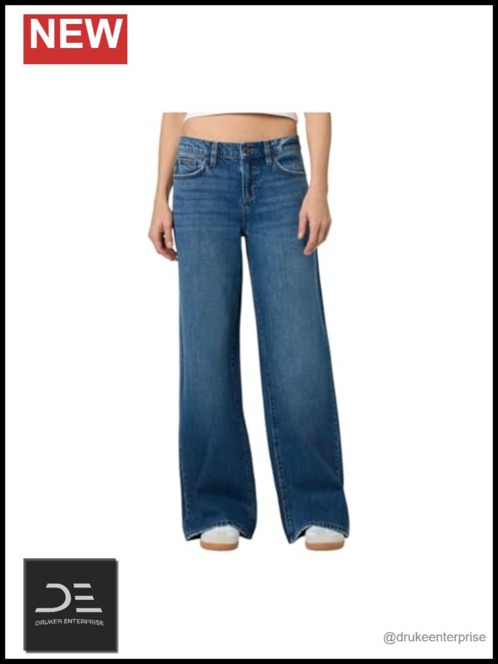 Women's Low Rise Wide Leg Jeans Denim 32" Inseam Zip Fly 5 Pocket